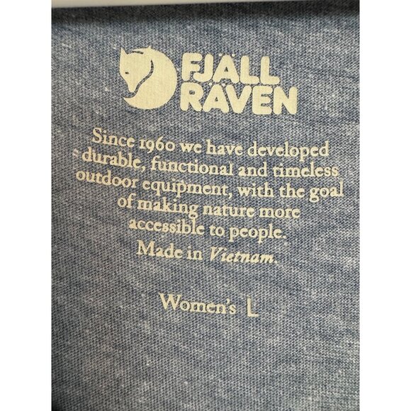 1960 Fjallraven Logo Tee Size Large Indigo Blue Malange Heather Gray Top NWT - Picture 4 of 8